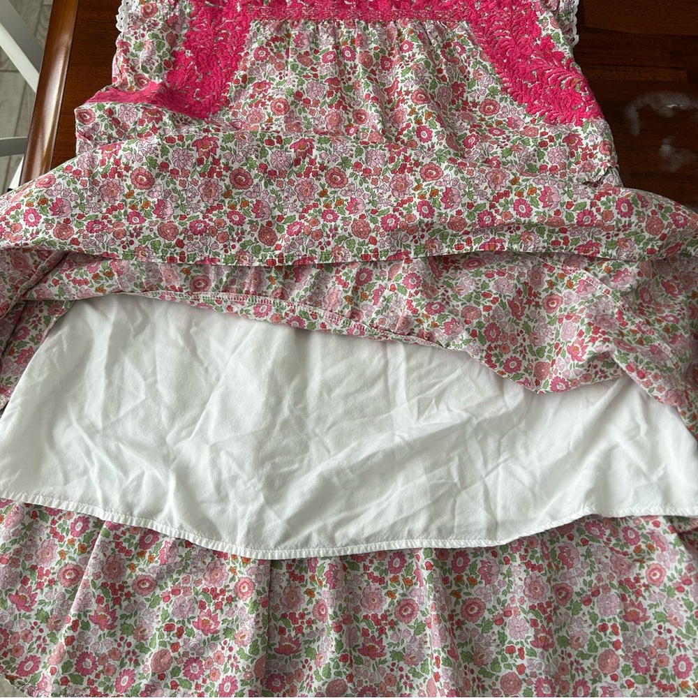 J Marie Rosalee Pink ruffle floral sleeveless tiered embroidered dress - Picture 8 of 9